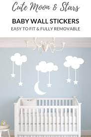 Soft and cozy for a newborn baby to sleep. Cutest Clouds With Moon And Stars Wall Art Decals For A Nursery Bedroom Or Newborn Baby Room Over A Cot Baby Room Wall Decor Baby Room Wall Baby Room Wall Art