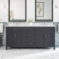 30 inch bathroom vanity rome color charcoal grey with mirror. Ove Decors Tahoe 72 In Dark Charcoal Undermount Double Sink Bathroom Vanity With White Engineered Stone Top In The Bathroom Vanities With Tops Department At Lowes Com