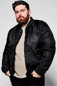 Big And Tall Black Bomber Jacket Boohoo Tall Men Fashion Big Men Fashion Black Outfit Men