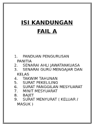 Apa perlu ada dalam fail panitia. Isi Kandungan Fail Panitia Muzik