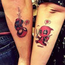 Liebedieverbindet Newtattoo Tattoo Coupletattoo Matchingtattoo Deadpoolandspiderman Deadpool Spiderman Spideypo Deadpool Tattoo Couple Tattoos Tattoos