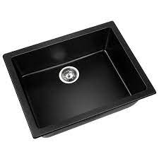 Granite kitchen sink double basin black stain resistant hand wash bowl. Cefito Stone Kitchen Sink 610x470mm Granite Under Topmount Basin Bowl Laundry Black Diy Home Warehouse