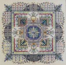 Belfast linen with needlepoint silk, caron collection waterlilies, gloriana stranded silk, thread gatherer silk n colors and silken pearl, rainbow gallery petite treasure braid (in box are kreinik. Chatelaine Convent S Herbal Garden The Cross Stitch Pattern 123stitch