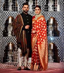 Anushka Sharma And Virat Kohli At Their Wedding Reception In New Delhi Jewelry By Sabyasachi Anushkasharma Reception Sarees Virat Kohli And Anushka Fashion
