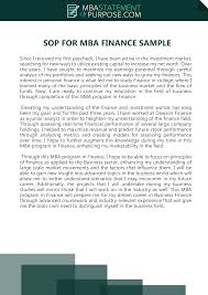 Sop For Mba Finance Sample Finance Mba Writing Help