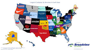 Here Are The Biggest Companies By Revenue In Each State Revenue Big Business Us Map