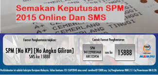 Spm 970321073218 ag121k003 and send to 15888 * charges 35 cents to and fro per sms applied. Semakan Keputusan Spm 2015 Melalui Online Dan Sms Mypendidikanmalaysia Com