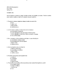 80 Multiple Choice Questions Exam On Neuroscience Zoo 4743c Docsity