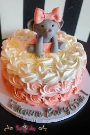 Elephant Baby Shower Cakes For Girls Baby Shower Cake Buttercream Swirl Girl 1 Tier Elephant Fo Elephant Baby Shower Cake Baby Shower Cakes Girl Shower Cakes