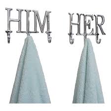 Many products are free shipping. Him And Her Towel Hooks For Bathrooms Wall Mounted Towel Rack Bathroom Organizer Decorative Wall Hooks Bathroom Towels Robe Hook Clothing Hanger Coat Rack Home Decor Wedding Gift Pricepulse
