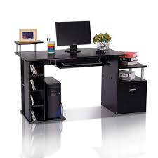 The shw corner desk is the best way to organize your office. Homcom Computer Desk Pc Workstation With Drawer Shelves Cpu Storage Rack Home Office Furniture Black Buy Online In Indonesia At Desertcart Id Productid 48773033