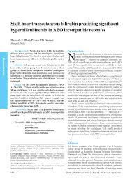 Pdf Sixth Hour Transcutaneous Bilirubin Predicting