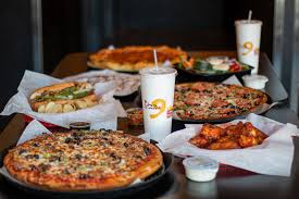 Red and blue modern pop dinner menu. Rio Rancho Pizza Restaurant Pizza 9 505 896 8999