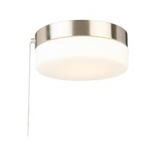 If you are going to try to reconnect or change ceiling light with pull chain switch, make sure light power has been completely turned off before starting process. Hampton Bay 8 In 60 Watt Equivalent Brushed Nickel Integrated Led Drum Flush Mount With Pull Chain And Glass Shade Isp8011l 2 The Home Depot