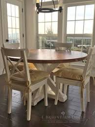 T A3 Crossbuck Pedestal Base On Round Table Chair Farmhouse Table Chairs Round Farmhouse Table Farmhouse Kitchen Tables