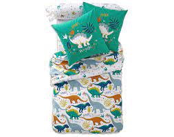 Son tissu est assez glissant pour briller sur le lit. Linge De Lit Enfant Dinosaures Creation Becquet Becquet