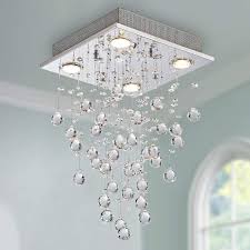 Bestier Modern Crystal Square Raindrop Chandelier Lighting Flush Mount Led Ceiling Light Fixture Pendant Lamp For Dining Room Bathroom Bedroom Livingroom 4 Gu10 Bulbs Required 12 In Wide 20 Inch High Amazon Com