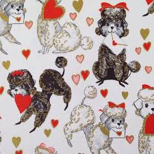 Vintage Wrapping Paper Gift Wrap Love Hearts Amd Poodles Vintage Wrapping Paper Vintage Holiday Cards Gift Wrapping Paper