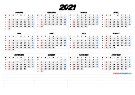 Local holidays are not listed. Free Printable 2021 Yearly Calendar With Week Numbers 6 Templates Free Printable 2021 Monthly Calendar With Holidays