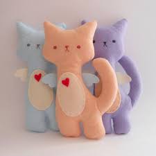 Kitty Cat Plush Flower Set Of 3 Stuffed By Trepuntozerocivette Sewing Stuffed Animals Plush Flower Fabric Toys