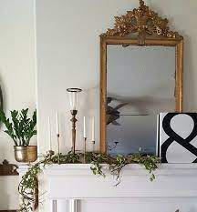 Antique Gold Mirror Vintage Brass Candlesticks White Fireplace Simple Mix Of Vintage And Modern Decor Instagram Beesnburlap Decor Home Decor Living Decor