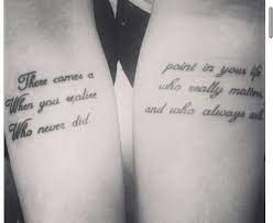 This tattoo includes a black outlined yin, which represents a feminine vibe and black inked yang that displays a masculine vibe. Couple Tattoos Friend Tattoos Tattoo Quotes Tattoo Ideas Life Quotes Tattoo Quotes Couple Tattoo Quotes Matching Couple Tattoos