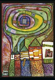 Find the perfect hundertwasser house stock photo. Hundertwasser Snale Houses Art Card
