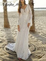 Clothfun women's lace mermaid beach wedding dresses for bride 2021 with sleeves bridal gowns long. 2019 Vintage Ivory Bohemian Lace Beach Wedding Dress Long Sleeve V Neck Mermaid Boho Bridal Gowns Country Hippie Wedding Dresses Buy At The Price Of 139 20 In Aliexpress Com Imall Com