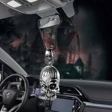 Metal Skull Rear View Mirror Hanging Accessory Hanging Mirror Rear View Mirror Accessories Metal Skull