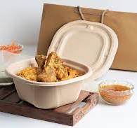 CHUK Sugarcane Bagasee Take Away Food Containers ( 1000ml Container + Lid)