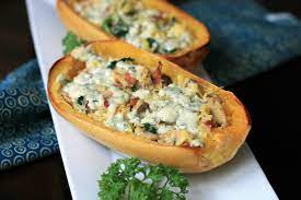 Keto Spaghetti Squash With Bacon And Blue Cheese Recipe Spaghetti Squash Recipes Blue Cheese Recipes