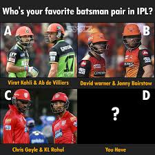 Who S Your Favorite Batsman Pair In Ipl In 2020 Ab De Villiers Ipl Cricket Sport