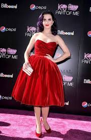 Katy Perry Dress Velvet Red Vintage Ball Gown Cocktail Dress Part Of Me 3d Premiere Celebrity Inspired Dresses Velvet Prom Dress Celebrity Dresses