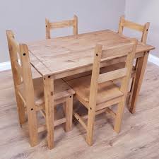 Pine has a great deal of stiffness and resistance to shock, which makes it a solid choice for many furniture pieces. H4home Corona Rustic Dining Table Set And 4 Chairs Solid Mexican Pine H4home Furnitures