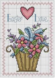 Fat quarter shop offers a large number of free cross stitch patterns online in a downloadable pdf format. Flower Basket For Easter Cross Stitch Flowers Cross Stitch Designs Cross Stitch Cards