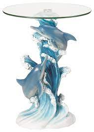 Mother and child dolphin on the wave end table. Playful Dolphins Accent Table Beach Style Side Tables And End Tables By Koolekoo Houzz