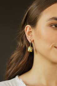 Handmade Ceramic Earrings With Traditional Kosiv Floral Pattern