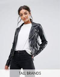 Vero Moda Tall Leather Look Biker Jacket Leather Jackets Women Womens Spring Coat Jackets