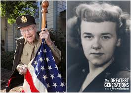 Alice Klindienst Januszkiewicz, center, with retired Brig. Gen. Tim Hill,  left, & her daughter, Cathy Christ, Sept. 29, 2017, in #HuntingtonWV. Hill  delivered Januszkiewicz a letter from the U.S. surgeon general commending