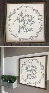 Our Happy Place Farmhouse Style Sign Farmhouse Rustic Fixerupper Cottage Ad Homedecor Wallart Diy Painted Signs Diy Farmhouse Decor Diy Decor Projects