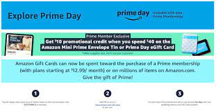 Just for prime day, amazon is offering a $10. Prepare For Prime Day Get A Free 10 Credit When You Buy A 40 Gift Card