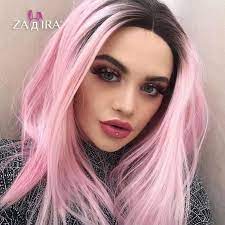 Pastel Light Pink Short Full Lace Front Bob Wig With Ombre For Etsy In 2020 Light Pink Hair Pink Blonde Hair Hair Styles