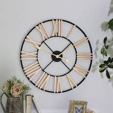Black And Gold Wall Clock Uk Black And Gold Large Skeleton Wall Clock Large Wall Clock Bold Statement Clock With A Black Metal Frame A Skeleton Wall Clock Gold Wall Clock Large Wall Clock