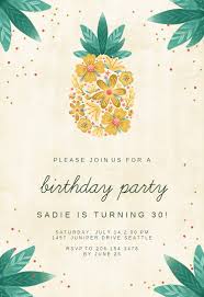 Floral Pineapple Birthday Invitation Template Free Greetings Island