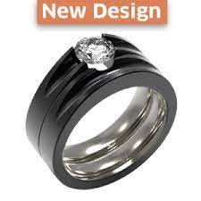 Haly Solitaire Titanium Ring Black Titanium Ring Titanium Rings Women Titanium Wedding Rings