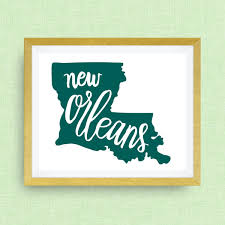 New Orleans, Louisiana Art Print Hand Drawn, Hand Lettered, Option of Real  Gold Foil