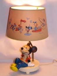 Vintage Disney Mickey Mouse Table Lamp Night Light With Original Shade Ebay Disney Lamp Lamp Table Lamp