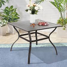 Giantex set of 4 modern dining chairs, shell pp lounge side chairs w/mesh desig, beech wood legs, tulip leisure chairs, dsw dining chairs for kitchen, dining room, living room, shop (4, black) 4.4 out of 5 stars. Lawn Garden Mfstudio Outdoor Metal Dining Table 48 Round Patio Dining Table With 2 Umbrella Hole For 4 Person Suitable For Backyard Dining Tables Tables Rayvoltbike Com