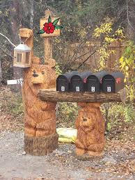 Chainsaw Carved Mailbox Bank