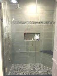 Our boys' bathroom is smaller so we needed a smaller sink. Charcoal Black Pebble Tile Border Homeaccents Homedecoronlinestores Apartmentdecorating Bathroom Remodel Shower Shower Remodel Small Bathroom With Shower
